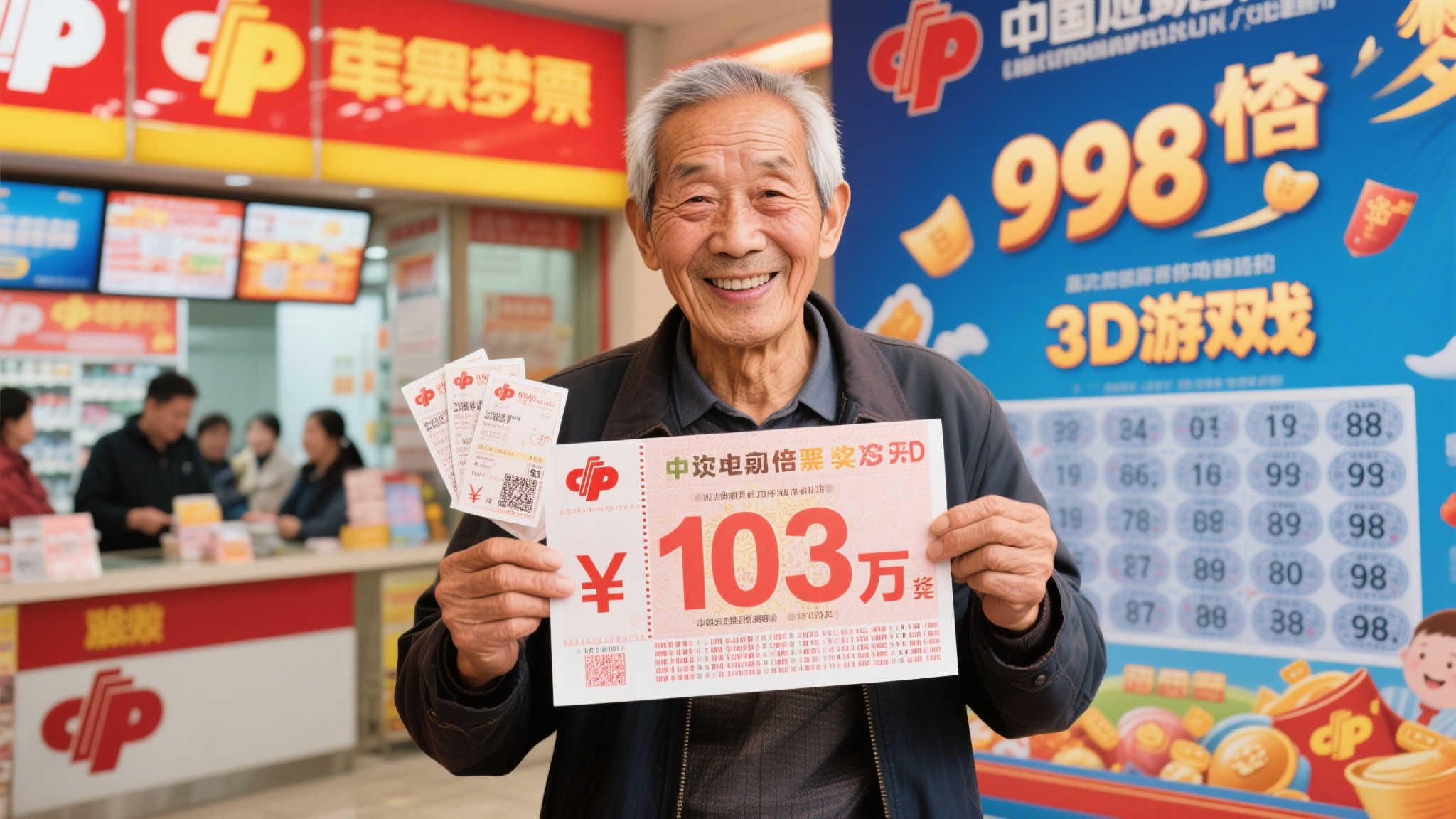 老彩民豪掷998倍投注，喜获3D游戏103万大奖，乐观心态不变